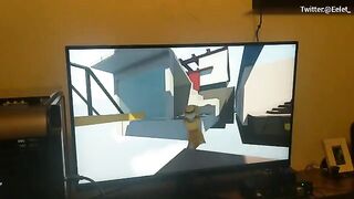 A couple challenged each other to a video game, and the loser had to play along
