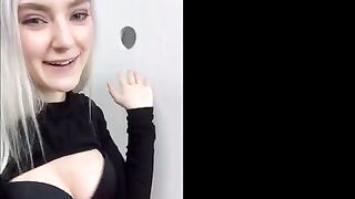 Girl got her pussy creampied through a glory hole in the fitting room