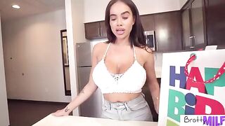 Busty stepmom Victoria June pleases her stepson with a sex toy