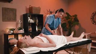 How about an erotic massage? A hot girl is massaging her girlfriend