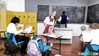 The girl passed the exam thanks to her mouth skills