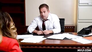 MILFs are having fun in the office with no permission