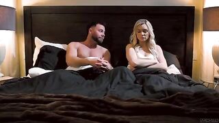 Passionate sex with a beautiful woman on the bed, a real treat!