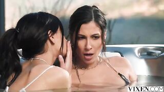 A day in paradise with a hot brunette and her friend