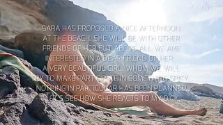 Two girls got caught by a naked beach exhibitionist, almost embarrassed