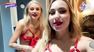 A woman is having fun with two guys in an intense threesome scene