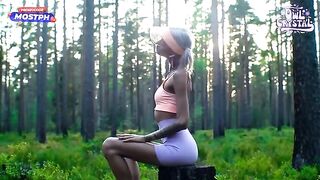 A beautiful woman sucking the cock of her neighbor in the forest