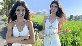 A sweet girl was picking rice when she was fucked outdoors