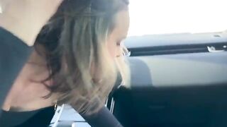 Cheating wife gets her pussy filled with cum in the Range Rover