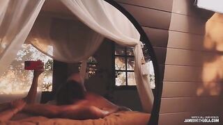 The reflection in the mirror tells him he's doing a good job