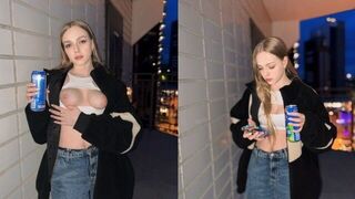 I’ll show you more than just my tits for the energy drink!