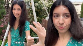 A girl got a little bit of dirt on her face and became quite excited