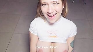 A girl is waiting for the best cumshot, full of cum
