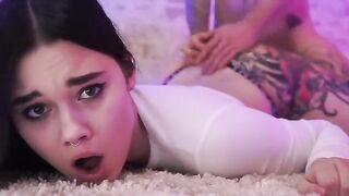 A man hard fucked a girl with his cock in the pussy