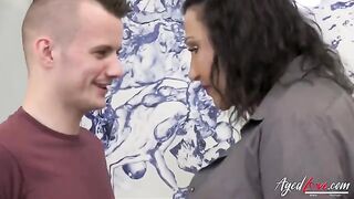 Aged love with steaming-hot mature Nicole DuPapillon and a young guy Sam Bourne