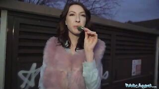 Public agent screwed brunette slut Chanel Kiss in POV style