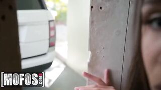 Abella Danger gets on her knees to thank her savior in the hottest way