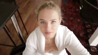 Accidental cum shot on step sister’s tits, she loved it and sucked dick