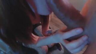 The beautiful woman has anal sex with a man with a fat cock