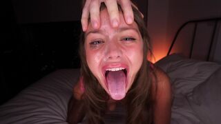 He totally destroyed my throat! Extreme blowjob with no mercy and cum on face