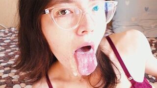 The guy checked the strength of sperm after sex with a nerdy girl