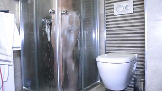 A girl has sex with her mouth instead of taking a shower