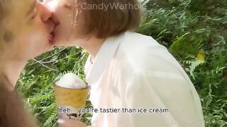 Don't lick the ice cream, suck my dick instead, a kinky trick