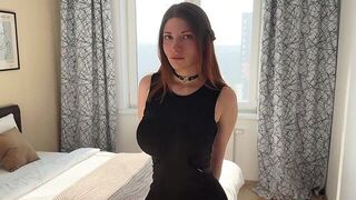 Will you find a surprise under my dress? - Thigh job with a cute girl