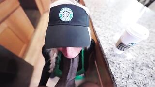 The girl took a job as a barista and the guy tested her skills