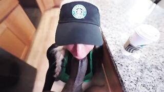 The girl took a job as a barista and the guy tested her skills