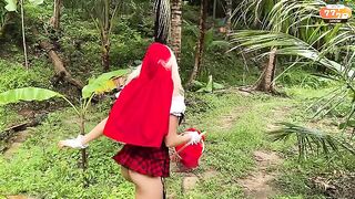 The little girl in the red cloak knew what to do with a wolf