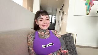 Girl with a split tongue blowjob, no condom during intercourse, and a creampie