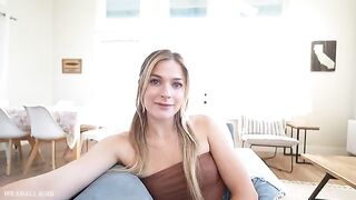 A blonde answers questions about sex, giving a real interview