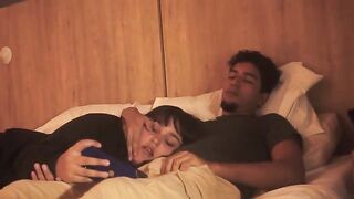 A blowjob on the bed is lazy, but so deep that it shakes him up