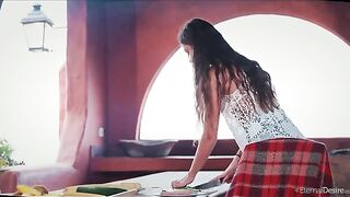 The girl caressed herself and finally got a strong orgasm