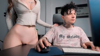 The girl rubs her pussy on the table and calls you to lick it