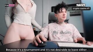 The girl rubs her pussy on the table and calls you to lick it