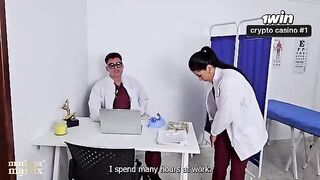 A girl received a medical examination and had a threesome sex