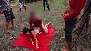 Beach picnic turned into a wild orgy with hardcore anal sex