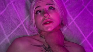A hot blond girl is getting fucked in the next room over