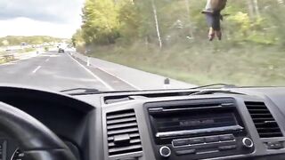 The girl is having fun with the guy in his car, exploring new thrills