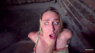 A man shot a stream of hot semen on the pretty woman's face