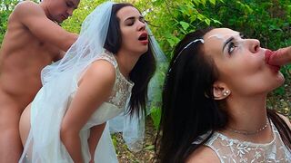 The bride got a dick in her mouth on her wedding day