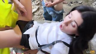 The guy fucks a girl in an abandoned house, showcasing Katty West’s versatility