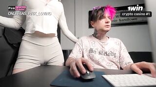 A hot girl rubs her pussy on the rubbing table