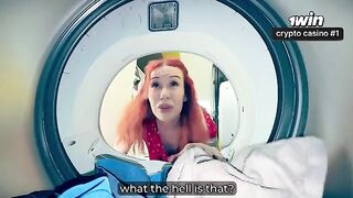 A redhead got stuck in the washing machine and had sex