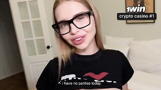 A girl caught her classmate and got fucked on glasses