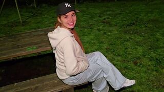 A girl is having anal sex with a stranger in the park