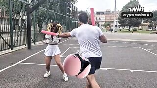 A girl is having a great sex session with her trainer