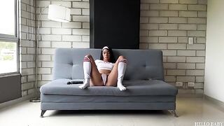 A girl proves she's a slut by riding his cock hard